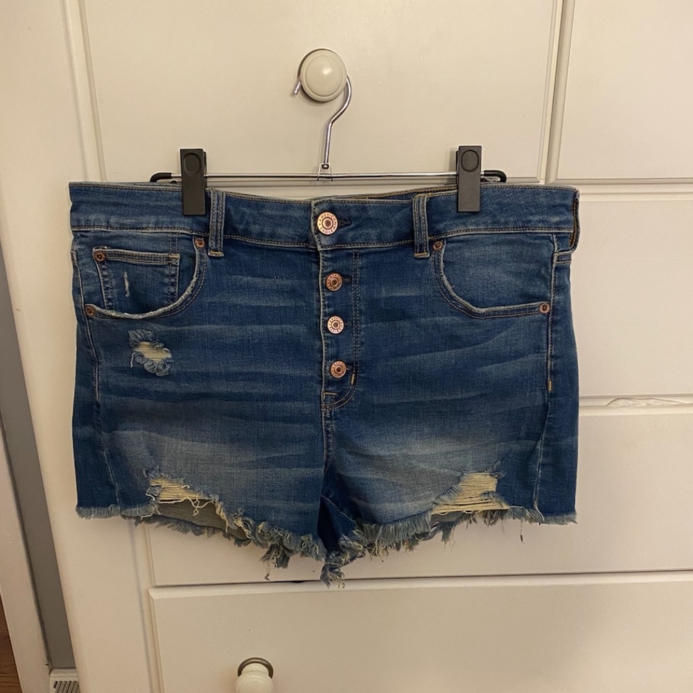 AE Super Stretch High Waisted Denim Shorts